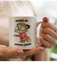 BK Gift Dobarlan Bıragma Kendini Tasarımlı Beyaz Kupa Bardak, Arkadaşa Hediye, Doğum Günü Hediyesi