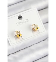 Pirinç Zirkon Taşlı Arı Model Gold Renk Çocuk Küpe - Tj-Bkp11199