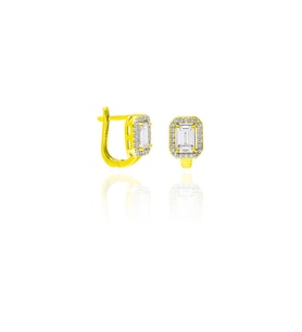 Baget Küpe Sarı Gold Rengi Gümüş Baget Bayan Küpesi KUPE-465