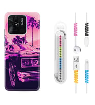 Xiaomi Redmi Note 7 8 9 Pro 10 2022 10 Pro 10S Kılıf Kablo Koruma Spiral Silikon Mor Araba 1711