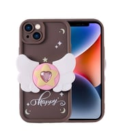Lexroo iPhone 14 Kılıf Kamera Korumalı Figür Tasarımlı Kapya Kılıf - Koyu Kahve