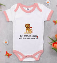 BK Kids İlk Babalar Günü Tasarımlı Pembe Bebek Body Zıbın-1