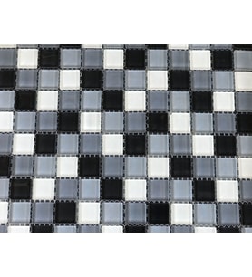 Mutfak Tezgah Arası Kristal Cam Mozaik Kale 61SM3007 23X23 (Siyah - Beyaz)