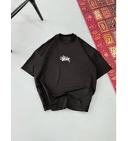 Erkek Kısa Kol Yazlık Tişört Bisiklet Yaka Baskılı Oversize T-Shirt - Siyah