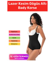 Yeni Seri İz Göstermeyen Toparlayıcı Şekillendirici Sıkılaştırıcı Lazer Kesim Gögüs Altı Bady Korse (Siyah)