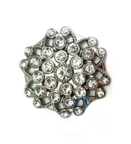 Taşlı Yuvarlak Broş, Sandık Süsü 4,5 Cm - Nikel, 10 Adet