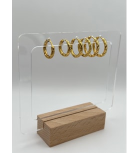 Arnes Jewelry Çelik Halka 3 Çift Set Küpe (Gold)