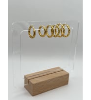 Arnes Jewelry Çelik Halka 3 Çift Set Küpe (Gold)
