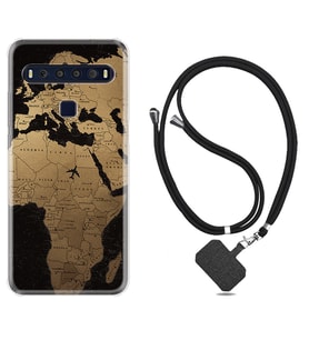 TCL 10L 10 Plus 10SE 20E 20SE 30 L7 Kılıf Boyun Askılı Silikon Map Planet 1656