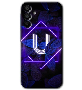 Galaxy A15 Kılıf HD Desen Baskılı Kılıf - Dark Neon Yaprak U Harfi