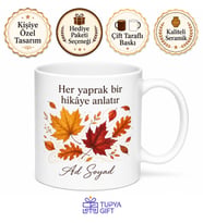 Sonbahar Yaprakları Temalı Kupa Bardak Özel Tasarım Hediye Porselen Mug