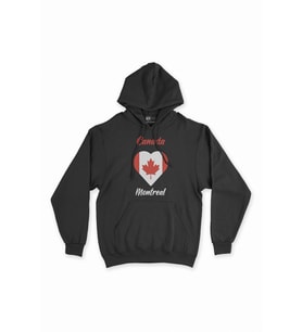 Montreal Canada Bayraklı Kalpli Siyah Sweatshirt Hoodie