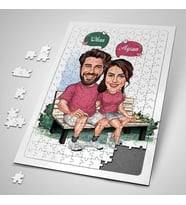 Sevgiliye Hediye 240 Parça Karikatürlü Banktaki Aşıklar Puzzle
