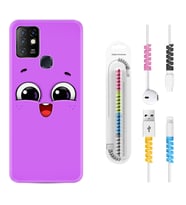 INFINIX Hot 8 9 10 11S Hot 10 Play 10T Kılıf Kablo Koruma Spiral Silikon Purple Sweety 1717