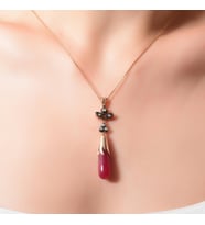 Ruby Taş Elmas Altın Kolye