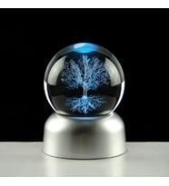 Renk Değiştiren Işıklı Tree Of Life Temalı Cam Küre 6cm