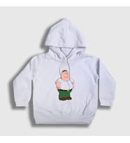 Presmono Unisex Çocuk Beyaz Peter Griffin V2 Family Guy Kapüşonlu Sweatshirt 300790tt