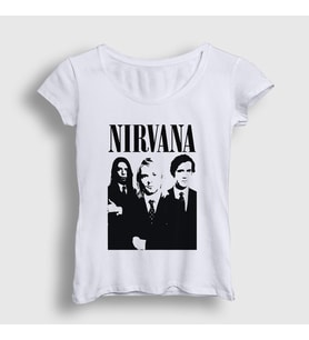 Presmono Kadın Beyaz Band Nirvana T-Shirt 98963tt