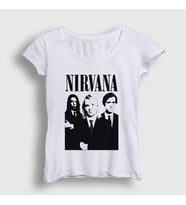 Presmono Kadın Beyaz Band Nirvana T-Shirt 98963tt