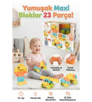 Yumuşak Maxi Bloklar 23 Parça - Esnek Güvenli Eğitici Bebek Oyuncağı (12+ Ay)