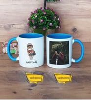 Baykuş Kupa Bardak Mavi Fotoğraflı