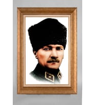 EV İŞYERİ OFİS İÇİN ALTIN ÇERÇEVELİ PASPARTULU ATATÜRK TABLO S445