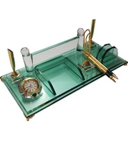 Kristal Masaüstü Kalemli isimlik Ofis Makam Hediyesi M531 YESIL GOLD