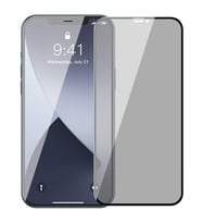 Baseus İPhone 12-12 Pro 6.1 0,23mm Anti Spy Çerçeveli Tempered Cam Ekran Koruyucu 2 Adet Set (Siyah)