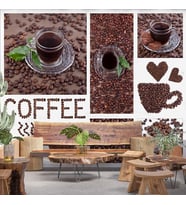 Kahveli Cafe Duvar Kağıdı Baskı