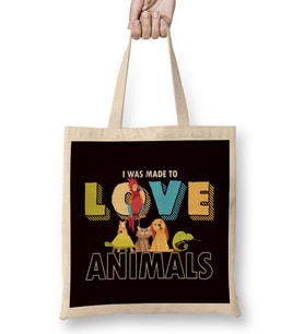 Was Made Love Animals Pet Dog Cat Animal Care Rescue Welfare Bez Çanta Uzun Saplı
