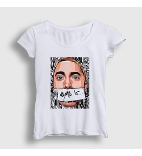 Presmono Kadın Beyaz My Name Is Eminem T-Shirt 336908tt