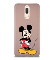 Huawei Mate 10 Lite Soft Premier Kapak Mickey Mouse-E Tasarımlı Silikon Kılıf - Pudra (Şeffaf)