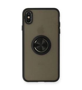 iPhone Xs Max Kılıf Montreal Yüzüklü Silikon Kapak - Siyah