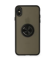 iPhone Xs Max Kılıf Montreal Yüzüklü Silikon Kapak - Siyah
