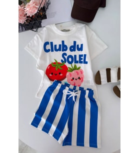 Club Du Solel Çizgili Erkek Çocuk Şort Takım - Mavi