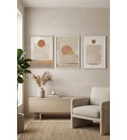 Modern Minimalist Doğal Tonlar 3’lü Ahşap Çerçeveli Tablo Seti