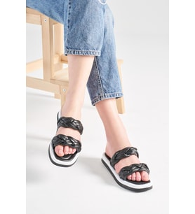 OCT Shoes Kadın Örgü Terlik TS1057 (Siyah)