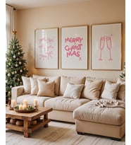 Çerçevesiz Poster Merry Christ Mas 3'lü (Çok Renkli)