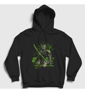 Presmono Unisex Siyah Genji V2 Oyun Overwatch Kapüşonlu Sweatshirt 358607tt