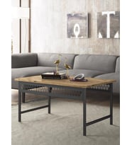 Wood'n Love Felix Altıgen Desen Metal Ferforje Ayak Orta Sehpa - Atlantik Çam / Siyah