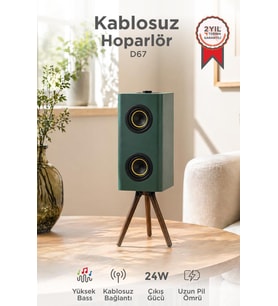Torima Kablosuz Hoparlör 24W 3000mAh Taşınabilir Ayaklı Speaker D67 Yeşil