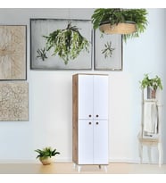 İnci Portmanto Dolabı Atlantik Çam Beyaz 4 Kapaklı Raflı Çok Amaçlı Ayakkabılık 60x37x195 Cm