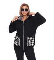 Büyük Beden Kapüşonlu Fermuarlı Sweatshirt Hırka 44-58 Beden