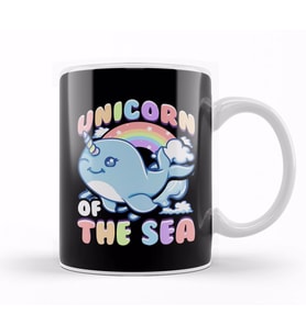 Cute Unicorn Of The Sea Narwhal Rainbow Kupa Bardak Porselen