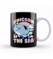 Cute Unicorn Of The Sea Narwhal Rainbow Kupa Bardak Porselen