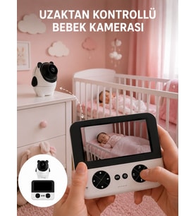 Uzaktan Kontrollü Bebek Kamerası Ninni ve Zoom Özellikli