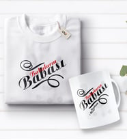 BK Gift Kişiye Özel Babaların Babası Tasarımlı Beyaz Tişört ve Kupa Seti-1 (Model 1)