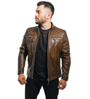 Deri Mont Taba Rengi Erkek Ceket Hakiki Kuzu Derisi Büyük Beden Brad