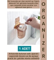 Dayanıklı Asılabilir Kolay Montaj Mutfak Banyo Küçük Eşya Çocuk Odası Sevimli Ayı Figürlü Organizer