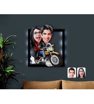 BK Gift Kişiye Özel Sevgililer Karikatürlü 3D Led Işıklı Ahşap Tablo-17